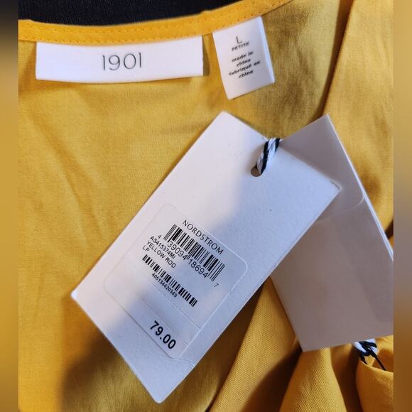 NWT 1901 Button Down Mustard Yellow Golden Blouse PL Petite - Picture 6 of 7
